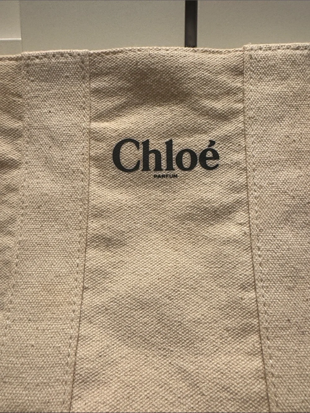 Chloé Beige Canvas Cosmetic Pouch with Gold Accent